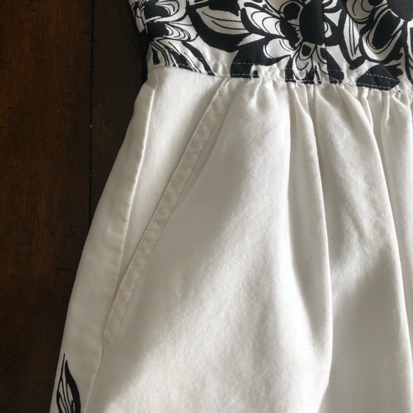 London Times white with black flowers & trim full skirt dress belt sleeveless S8 - Picture 6 of 9